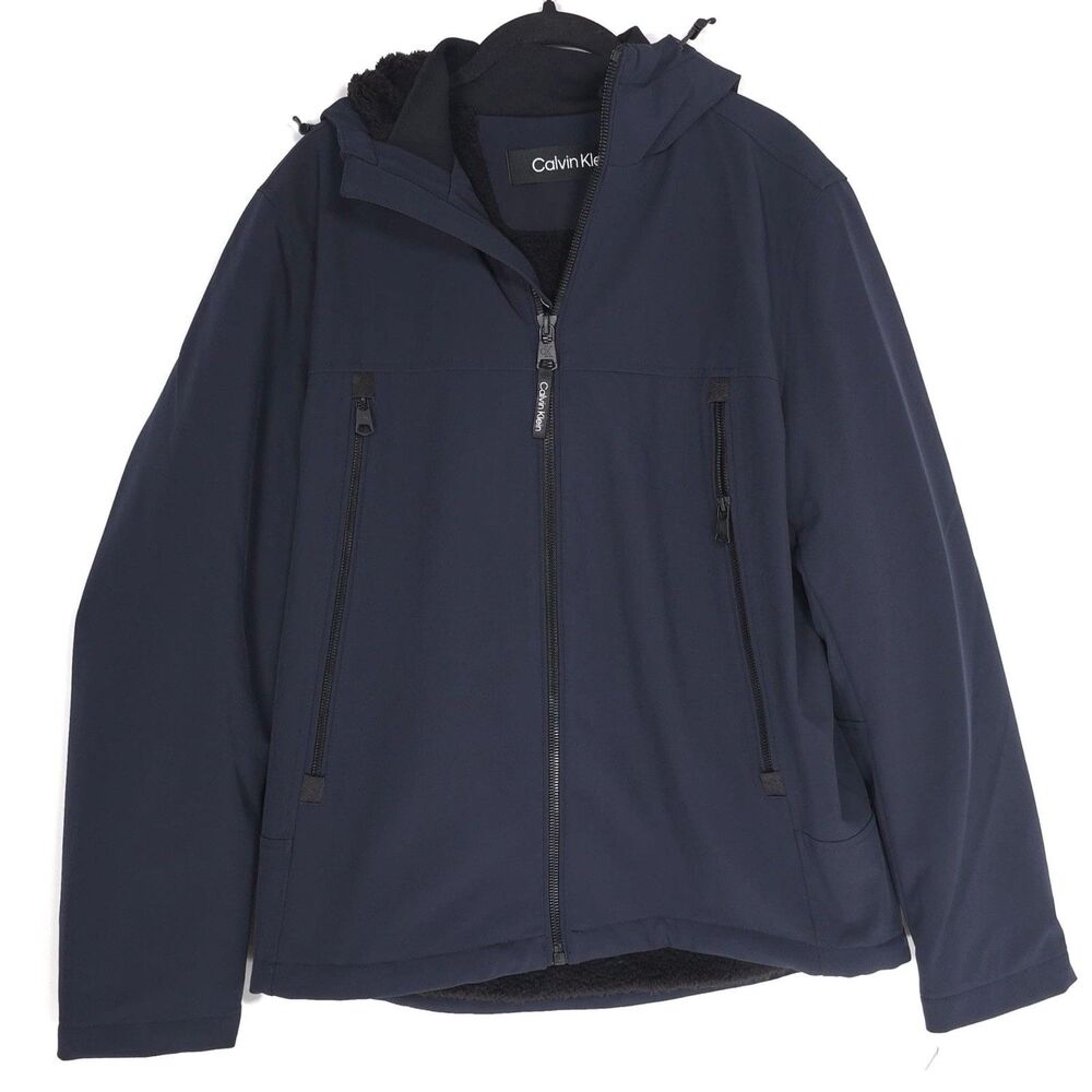 Calvin Klein New Men’s Jacket MEDIUM Sherpa Lined Infinite Soft Shell True NAVY - Picture 1 of 16